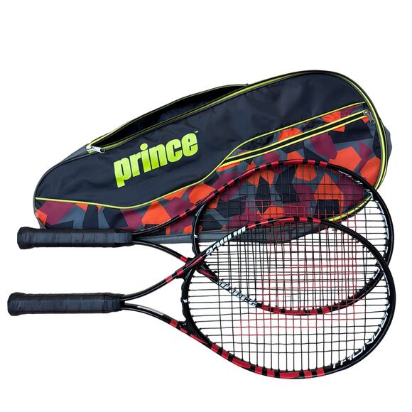 Prince Thunder 110 Tennis Racket Set of 2 with Bag 4 1/4" Grip - Picture 1 of 9